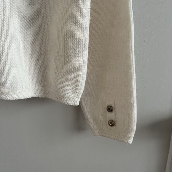 Vintage Wool Blend Ivory Boxy Cardigan M Crop Ladies Preppy Cottagecore Grandma - Picture 12 of 13